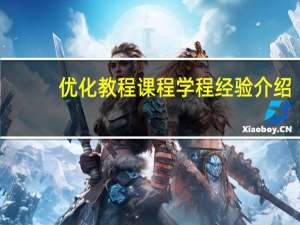 优化教程课程学程经验介绍（优化教程）