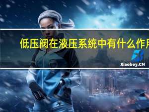 低压阀在液压系统中有什么作用
