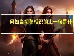 何如当初莫相识的上一句是什么