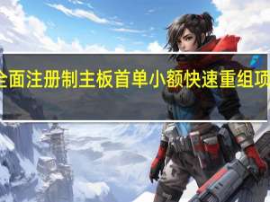 全面注册制主板首单小额快速重组项目获批