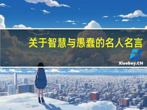 关于智慧与愚蠢的名人名言