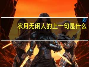 农月无闲人的上一句是什么