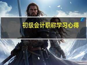 初级会计职称学习心得