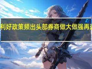 利好政策频出头部券商做大做强再迎良机