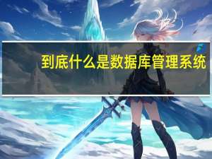 到底什么是数据库管理系统