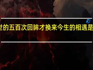 前世的五百次回眸才换来今生的相遇是什么意思