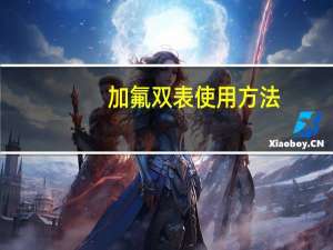 加氟双表使用方法