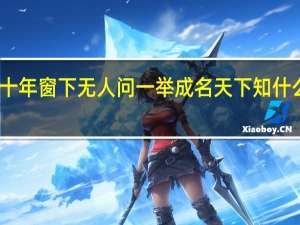 十年窗下无人问一举成名天下知什么意思