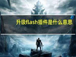升级flash插件是什么意思（升级flash插件）
