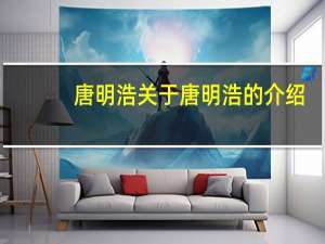 唐明浩 关于唐明浩的介绍