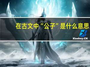 在古文中“公子”是什么意思