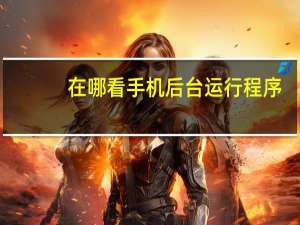在哪看手机后台运行程序