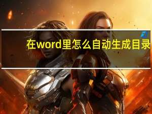 在word里怎么自动生成目录（在word中如何自动生成目录）