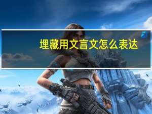 埋藏用文言文怎么表达