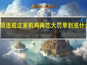 多项违规这家机构再吃大罚单 到底什么情况嘞