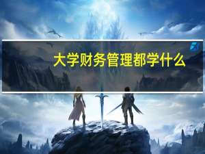 大学财务管理都学什么