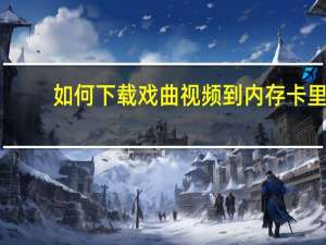 如何下载戏曲视频到内存卡里（请问怎样才能把想要下载的戏曲下载到内存卡上呢）