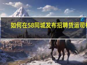 如何在58同城发布招聘货运司机（如何在58同城发布招聘信息）