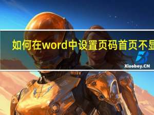 如何在word中设置页码首页不显示（如何在word中设置页码）