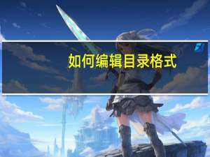 如何编辑目录格式