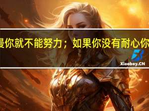 如果你慢你就不能努力；如果你没有耐心你就不能治愈性