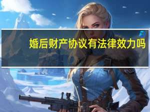 婚后财产协议有法律效力吗