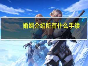 婚姻介绍所有什么手续