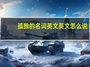 孤独的名词英文 英文怎么说