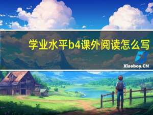 学业水平b4课外阅读怎么写