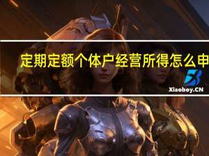 定期定额个体户经营所得怎么申报