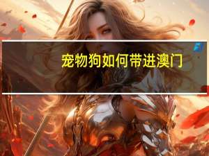 宠物狗如何带进澳门