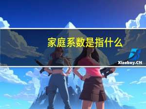 家庭系数是指什么