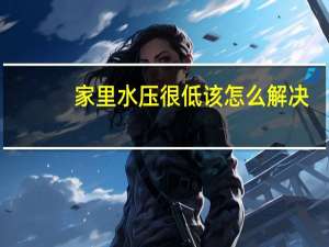 家里水压很低该怎么解决