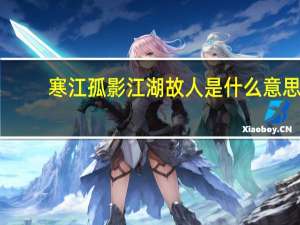 寒江孤影江湖故人是什么意思
