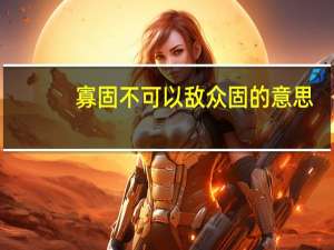 寡固不可以敌众固的意思