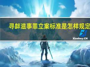 寻衅滋事罪立案标准是怎样规定的