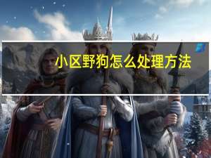 小区野狗怎么处理方法