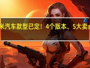 小米汽车款型已定！4个版本、5大卖点 售价19-30万元