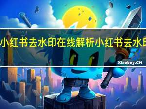 小红书去水印在线解析 小红书去水印网站(小红书去水印解析网址)