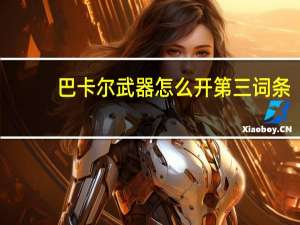 巴卡尔武器怎么开第三词条