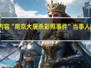 当日最新新闻报道内容 “南京大屠杀彩照事件”当事人发声 内容太残酷让人窒息