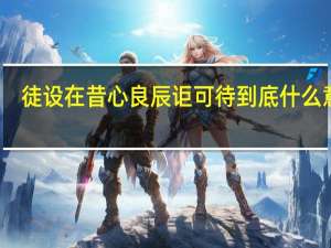 徒设在昔心良辰讵可待到底什么意思