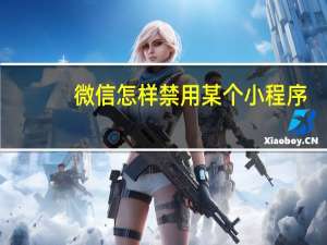 微信怎样禁用某个小程序