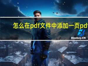 怎么在pdf文件中添加一页pdf（pdf文件如何添加一页）