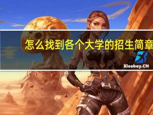 怎么找到各个大学的招生简章