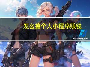 怎么搞个人小程序赚钱