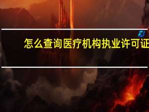 怎么查询医疗机构执业许可证