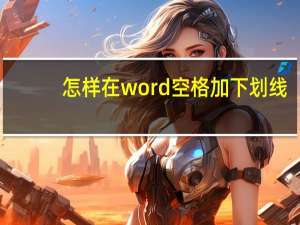 怎样在word空格加下划线（word空格怎么加下划线）