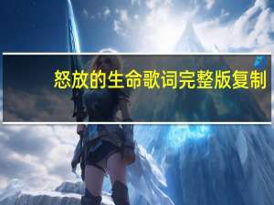 怒放的生命歌词完整版复制（怒放的生命歌词）