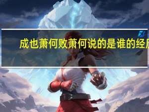 成也萧何败萧何说的是谁的经历